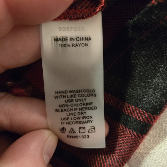 Two‎ Vince Camuto Shirt L Heather Red Gray Soft Plaid Flannel Long Bell Sl Tunic - Picture 8 of 9